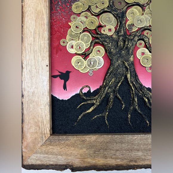 Chinese Feng Shui Money Tree Portrait 16”x19” (Handmade) - Picture 2 of 4